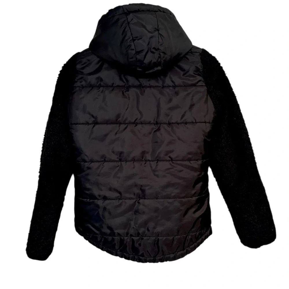 🔥HOST PICK 🔥 Justice Girls Black Puffer Sherpa Jacket Coat L 12/14